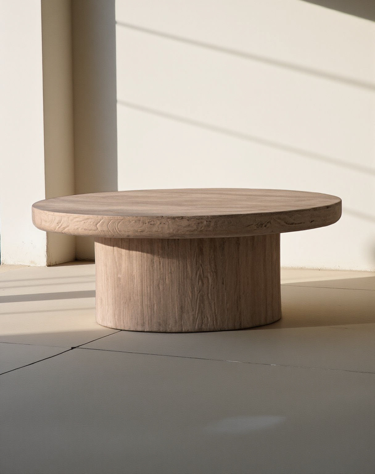 VOUNO NATURAL ELM COFFEE TABLE 100CM DIAMETER