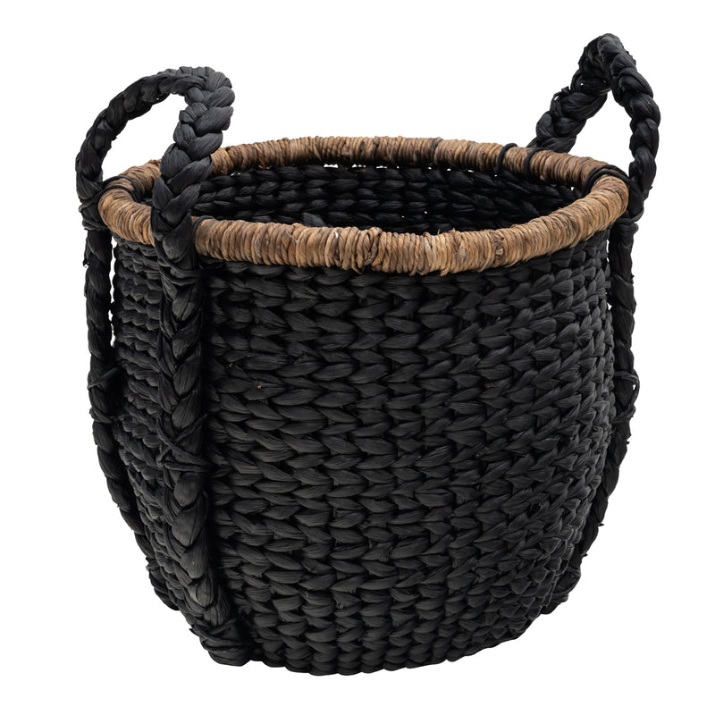 Water Hyacinth Round Basket - Black