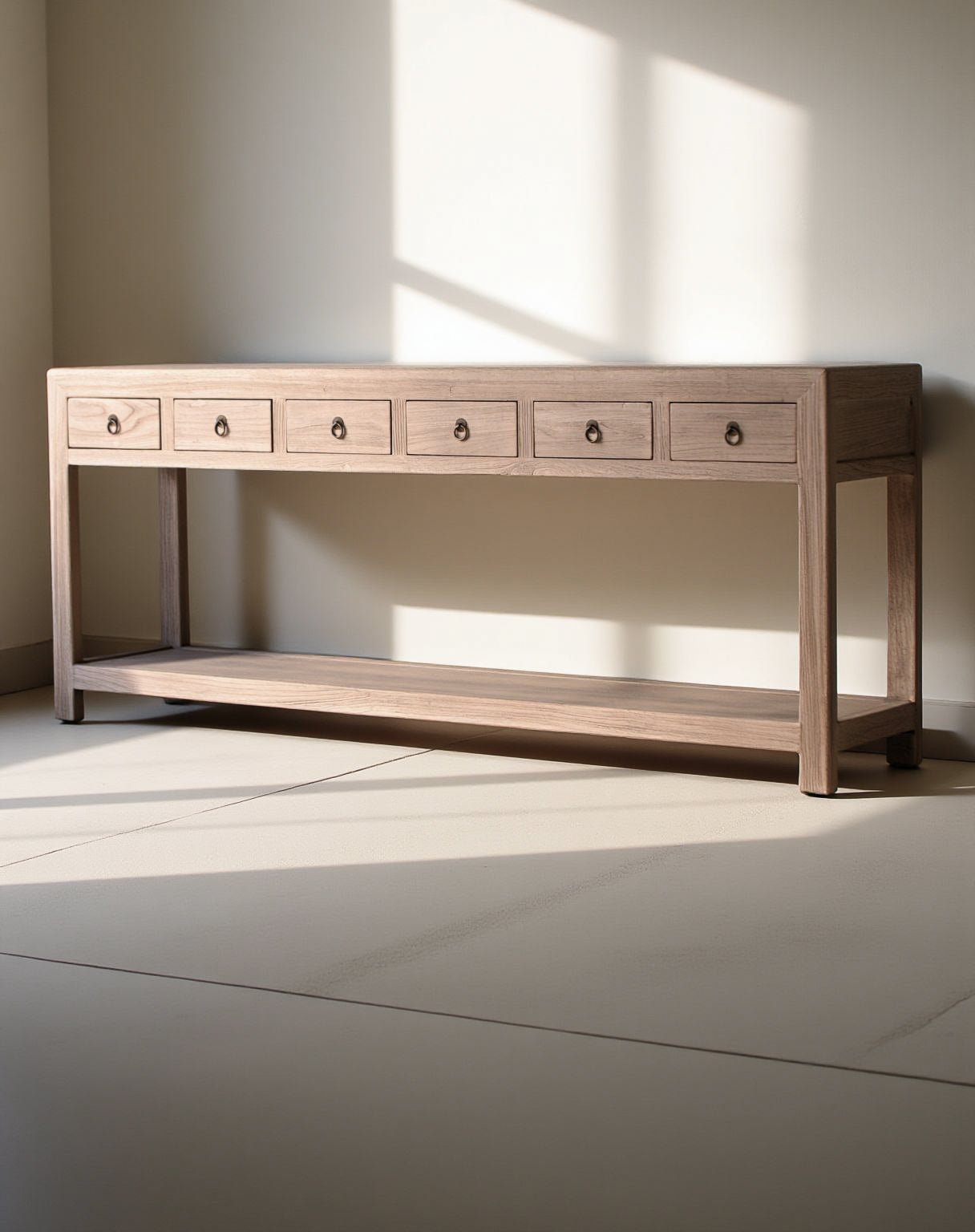 COBAN NATURAL ELM CONSOLE 6 DRAWER