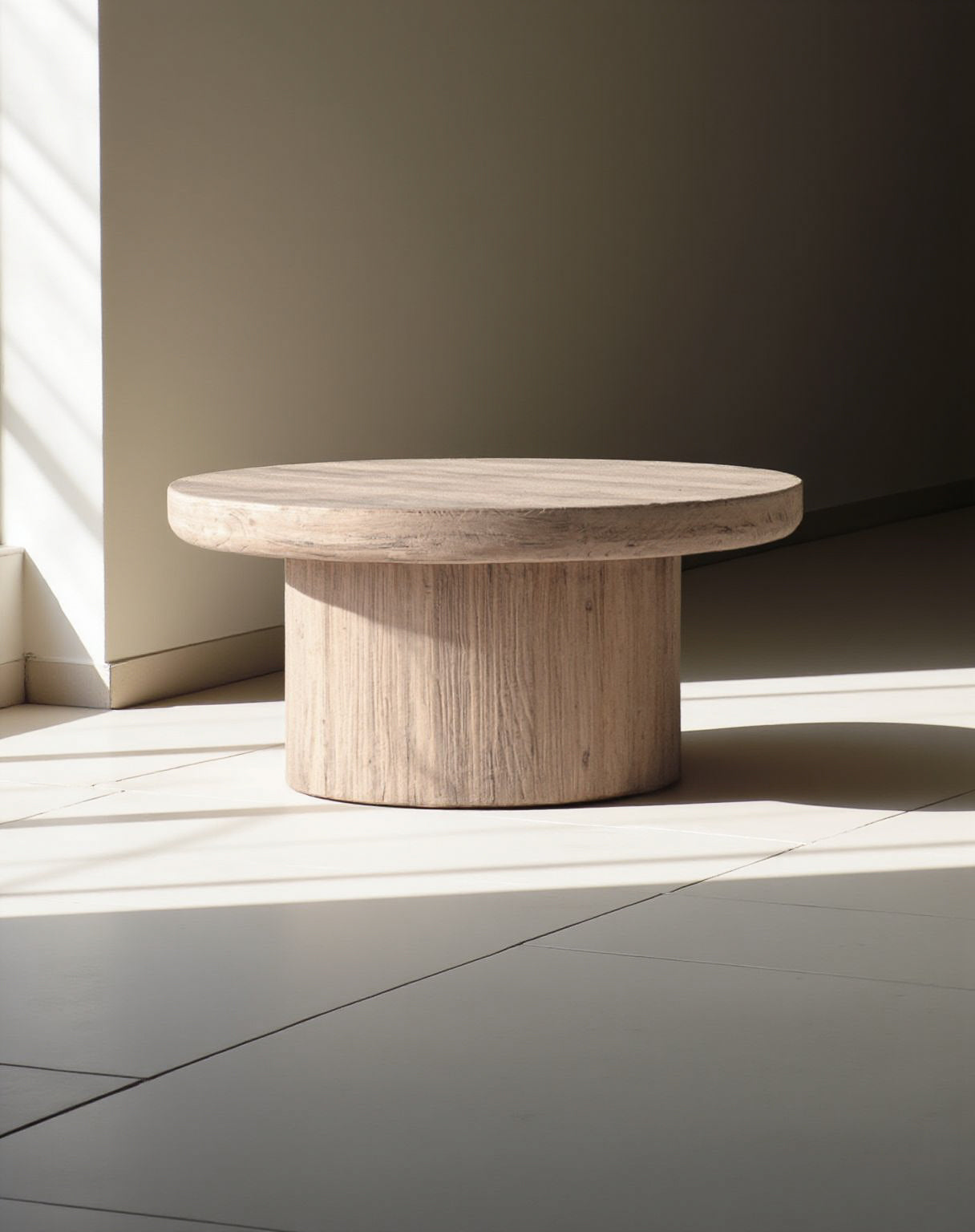 VOUNO NATURAL ELM COFFEE TABLE 80CM DIAMETER