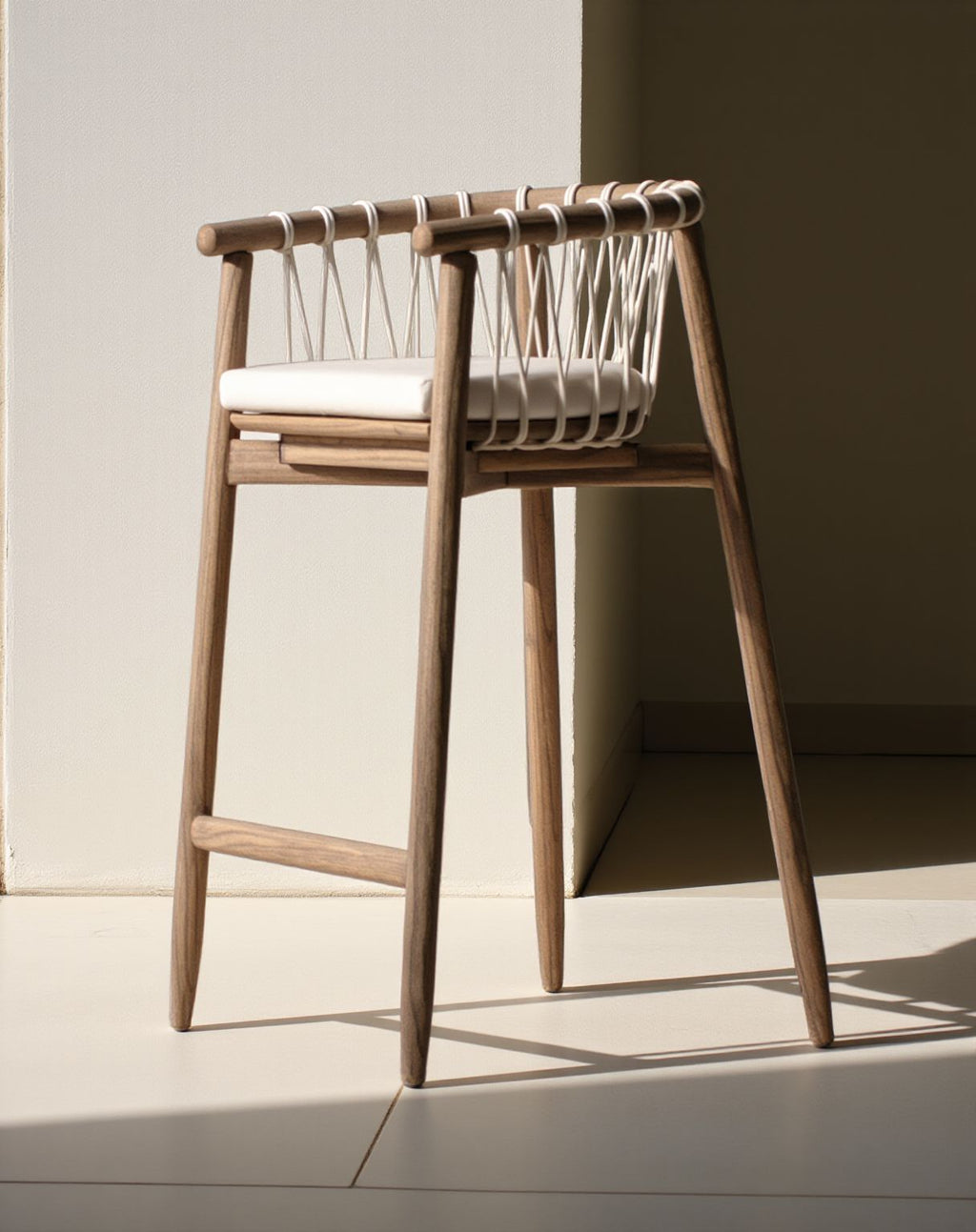 Solar Stool Solari Counter Stool - Sungkai Timber & Rope | Beach Furniture