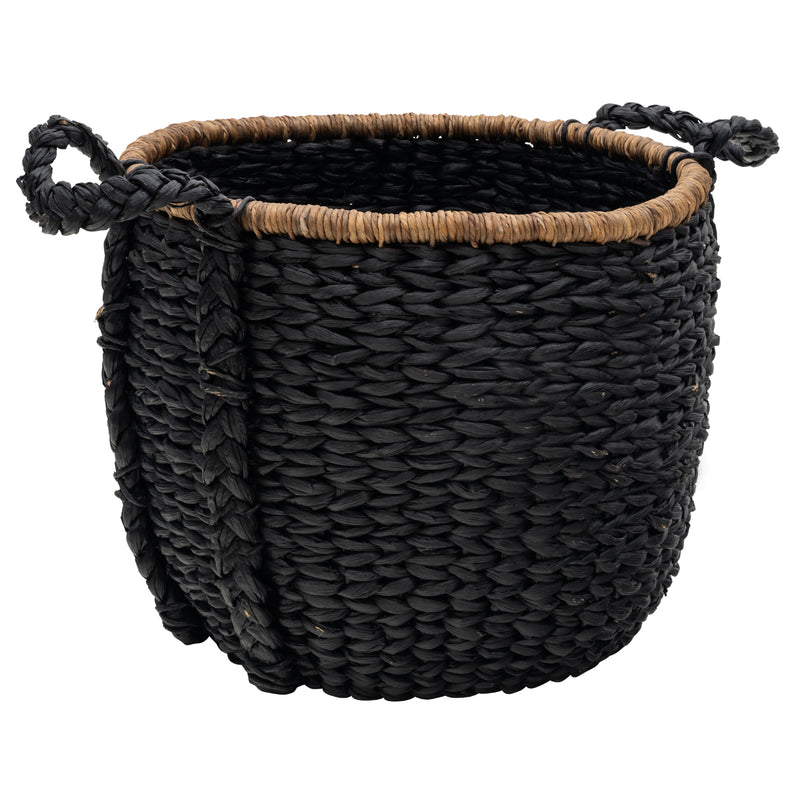 Water Hyacinth Round Basket - Black