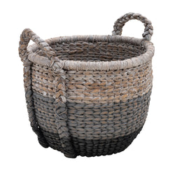 Water Hyacinth Round Basket - Tri Colour
