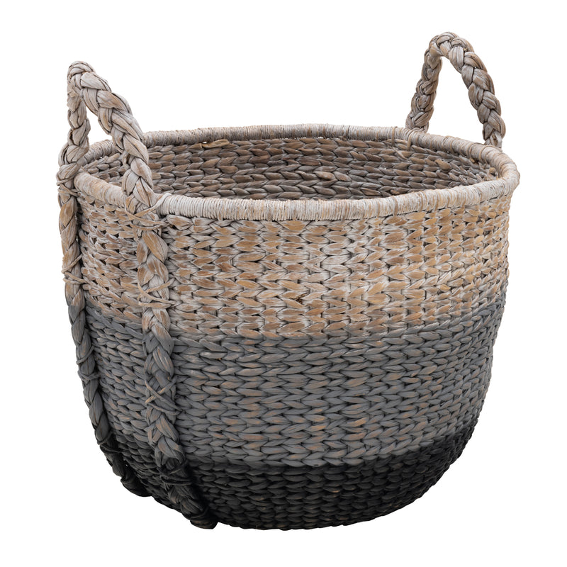 Water Hyacinth Round Basket - Tri Colour