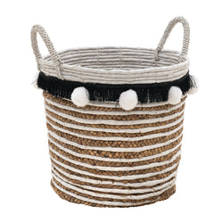 Round Tapered Basket with Pompoms